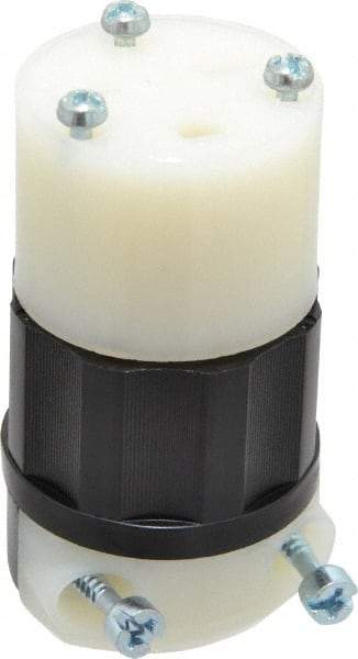 Leviton - 250 VAC, 15 Amp, 6-15R NEMA, Straight, Self Grounding, Industrial Grade Connector - 2 Pole, 3 Wire, 1 Phase, Nylon, Black, White - Apex Tool & Supply