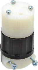 Leviton - 250 VAC, 15 Amp, 6-15R NEMA, Straight, Self Grounding, Industrial Grade Connector - 2 Pole, 3 Wire, 1 Phase, Nylon, Black, White - Apex Tool & Supply