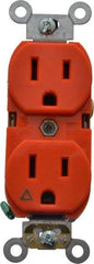 Leviton - 125 VAC, 15 Amp, 5-15R NEMA Configuration, Orange, Industrial Grade, Isolated Ground Duplex Receptacle - 1 Phase, 2 Poles, 3 Wire, Flush Mount, Tamper Resistant - Apex Tool & Supply