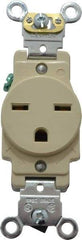 Leviton - 250 VAC, 15 Amp, 6-15R NEMA Configuration, Ivory, Industrial Grade, Self Grounding Single Receptacle - 1 Phase, 2 Poles, 3 Wire, Flush Mount, Impact Resistant - Apex Tool & Supply