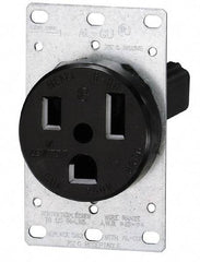Leviton - 250 VAC, 60 Amp, 15-60R NEMA Configuration, Black, Industrial Grade, Self Grounding Single Receptacle - 1 Phase, 3 Poles, 4 Wire, Flush Mount, Tamper Resistant - Apex Tool & Supply
