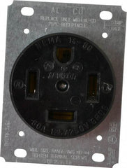 Leviton - 125/250 VAC, 60 Amp, 14-60R NEMA Configuration, Black, Industrial Grade, Self Grounding Single Receptacle - 1 Phase, 3 Poles, 4 Wire, Flush Mount, Tamper Resistant - Apex Tool & Supply