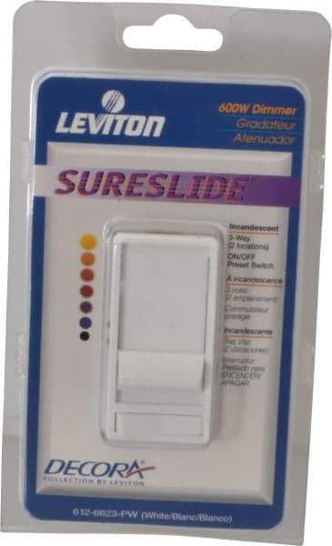 Leviton - 1 Pole, 120 VAC, 60 Hz, 600 Watt, Residential Grade, Rocker, Wall and Dimmer Light Switch - 1.73 Inch Wide x 4.13 Inch High, Incandescent - Apex Tool & Supply