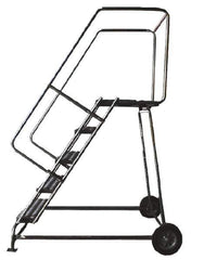 Ballymore - 83" 5 Step Ladder - Rolling Safety Ladder, 300 Lb Capacity, 50" Platform Height, 24" Base Width x 43" Depth, Heavy-Duty Serrated Grating - Apex Tool & Supply