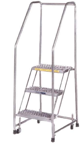 Ballymore - 49" 2 Step Ladder - 300 Lb Capacity, 19" Platform Height, 30" Base Width x 19" Depth, Heavy-Duty Serrated Grating - Apex Tool & Supply