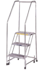 Ballymore - 68" 4 Step Ladder - Rolling Safety Ladder, 300 Lb Capacity, 38" Platform Height, 30" Base Width x 31" Depth, Heavy-Duty Serrated Grating - Apex Tool & Supply