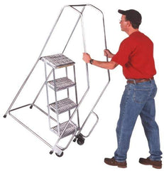 Ballymore - 96-1/2" 7 Step Ladder - 300 Lb Capacity, 66-1/2" Platform Height, 30" Base Width x 49" Depth, Heavy-Duty Serrated Grating - Apex Tool & Supply