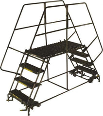 Ballymore - 68" 3 Step Double Entry Work Platform - Rolling Work Platform, 800 Lb Capacity, 30" Platform Height, 38" Base Width x 72" Base Depth, Grip Strut - Apex Tool & Supply