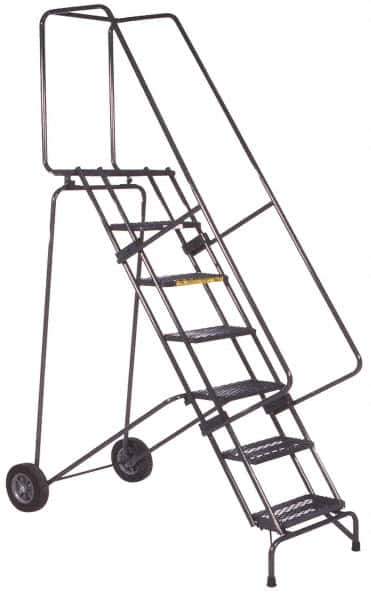 Ballymore - 83" 5 Step Ladder - 350 Lb Capacity, 50" Platform Height, 30" Base Width x 46" Base Depth, Perforated Tread - Apex Tool & Supply