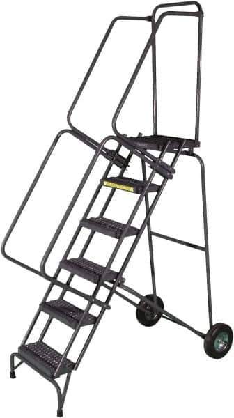 Ballymore - 93" 6 Step Ladder - 350 Lb Capacity, 60" Platform Height, 30" Base Width x 52" Base Depth, Perforated Tread - Apex Tool & Supply