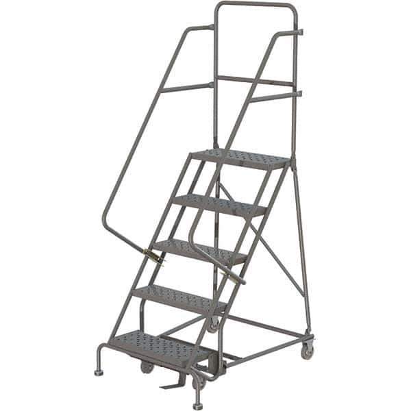 TRI-ARC - 83" 5 Step Ladder - 350 Lb Capacity, 47-1/2" Platform Height, 20" Base Width x 42" Depth, Perforated Tread - Apex Tool & Supply