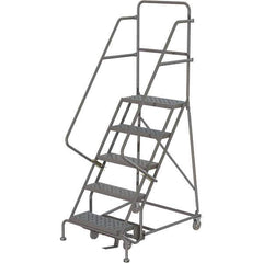 TRI-ARC - 83" 5 Step Ladder - 350 Lb Capacity, 47-1/2" Platform Height, 20" Base Width x 42" Depth, Perforated Tread - Apex Tool & Supply