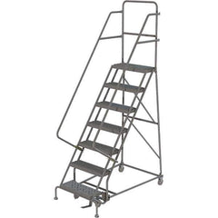 TRI-ARC - 103" 7 Step Ladder - 350 Lb Capacity, 70" Platform Height, 30" Base Width x 56" Depth, Heavy-Duty Serrated Grating - Apex Tool & Supply