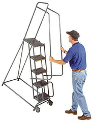 Ballymore - 93" 6 Step Ladder - Tilt & Roll Safety Ladder, 450 Lb Capacity, 60" Platform Height, 30" Base Width x 49" Base Depth, Perforated Tread - Apex Tool & Supply