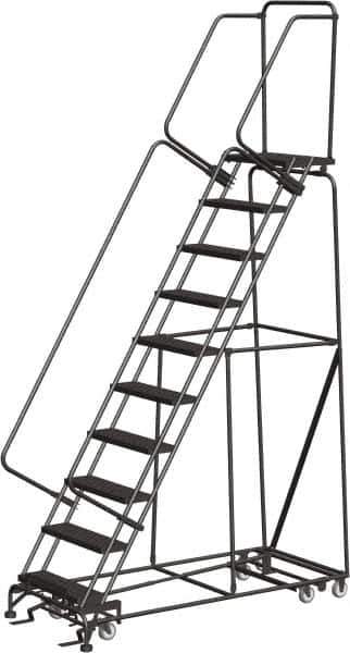 Ballymore - 133" 10 Step All-Directional Ladder - Rolling Safety Ladder, 450 Lb Capacity, 100" Platform Height, 32" Base Width x 74" Depth, Perforated Tread - Apex Tool & Supply