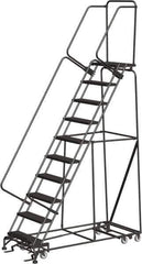 Ballymore - 133" 10 Step All-Directional Ladder - Rolling Safety Ladder, 450 Lb Capacity, 100" Platform Height, 32" Base Width x 74" Depth, Heavy-Duty Serrated Grating - Apex Tool & Supply