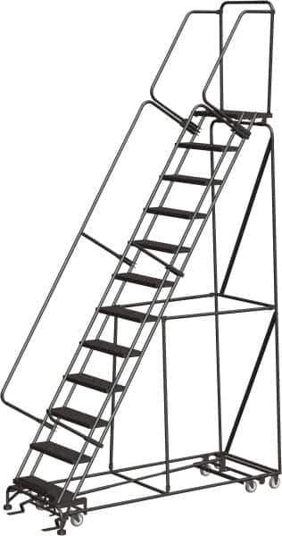 Ballymore - 153" 12 Step All-Directional Ladder - Rolling Safety Ladder, 450 Lb Capacity, 120" Platform Height, 32" Base Width x 87" Depth, Heavy-Duty Serrated Grating - Apex Tool & Supply