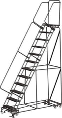 Ballymore - 153" 12 Step All-Directional Ladder - Rolling Safety Ladder, 450 Lb Capacity, 120" Platform Height, 32" Base Width x 87" Depth, Heavy-Duty Serrated Grating - Apex Tool & Supply