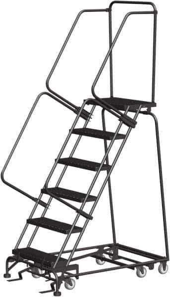 Ballymore - 93" 6 Step All-Directional Ladder - Rolling Safety Ladder, 450 Lb Capacity, 60" Platform Height, 30" Base Width x 49" Depth, Perforated Tread - Apex Tool & Supply