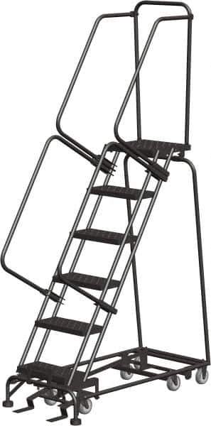 Ballymore - 93" 6 Step All-Directional Ladder - Rolling Safety Ladder, 450 Lb Capacity, 60" Platform Height, 24" Base Width x 49" Depth, Expanded Metal Tread - Apex Tool & Supply