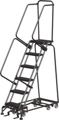 Ballymore - 93" 6 Step All-Directional Ladder - Rolling Safety Ladder, 450 Lb Capacity, 60" Platform Height, 24" Base Width x 49" Depth, Expanded Metal Tread - Apex Tool & Supply