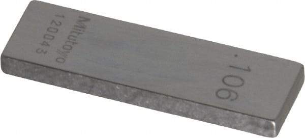 Mitutoyo - 0.106" Rectangular Steel Gage Block - Accuracy Grade AS-1, Includes Certificate of Inspection - Apex Tool & Supply