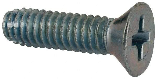 Value Collection - #8-32 UNC Thread, 5/8" OAL, #2 Phillips Drive Steel Thread Cutting Screw - Flat Head, Grade 1016-1024, Point Type F, Zinc-Plated Finish - Apex Tool & Supply