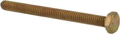 Made in USA - 1/4-20 UNC, 3" Length Under Head Hex Head Cap Screw - Fully Threaded, Grade 8 Alloy Steel, Zinc Yellow Dichromate Finish, 7/16" Hex - Apex Tool & Supply