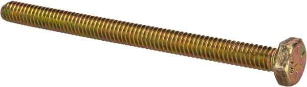 Made in USA - 1/4-20 UNC, 3-1/2" Length Under Head Hex Head Cap Screw - Fully Threaded, Grade 8 Alloy Steel, Zinc Yellow Dichromate Finish, 7/16" Hex - Apex Tool & Supply