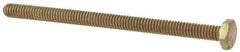 Made in USA - 1/4-20 UNC, 4" Length Under Head Hex Head Cap Screw - Fully Threaded, Grade 8 Alloy Steel, Zinc Yellow Dichromate Finish, 7/16" Hex - Apex Tool & Supply