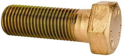 Made in North America - 1-1/2 - 6 UNC, 4-1/2" Length Under Head Hex Head Cap Screw - Partially Threaded, Grade 8 Alloy Steel, Zinc Yellow Dichromate Finish, 2-1/4" Hex - Apex Tool & Supply