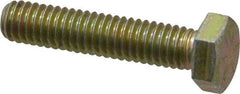 Made in USA - 5/16-18 UNC, 1-1/2" Length Under Head Hex Head Cap Screw - Fully Threaded, Grade 8 Alloy Steel, Zinc Yellow Dichromate Finish, 1/2" Hex - Apex Tool & Supply