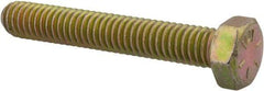 Made in USA - 5/16-18 UNC, 2" Length Under Head Hex Head Cap Screw - Fully Threaded, Grade 8 Alloy Steel, Zinc Yellow Dichromate Finish, 1/2" Hex - Apex Tool & Supply