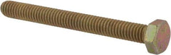 Made in USA - 5/16-18 UNC, 3" Length Under Head Hex Head Cap Screw - Fully Threaded, Grade 8 Alloy Steel, Zinc Yellow Dichromate Finish, 1/2" Hex - Apex Tool & Supply
