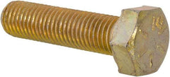 Made in USA - 5/16-24 UNF, 1-1/4" Length Under Head Hex Head Cap Screw - Fully Threaded, Grade 8 Alloy Steel, Zinc Yellow Dichromate Finish, 1/2" Hex - Apex Tool & Supply