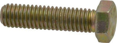 Made in USA - 3/8-16 UNC, 1-1/2" Length Under Head Hex Head Cap Screw - Fully Threaded, Grade 8 Alloy Steel, Zinc Yellow Dichromate Finish, 9/16" Hex - Apex Tool & Supply