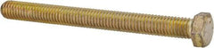 Made in USA - 3/8-16 UNC, 4" Length Under Head Hex Head Cap Screw - Fully Threaded, Grade 8 Alloy Steel, Zinc Yellow Dichromate Finish, 9/16" Hex - Apex Tool & Supply