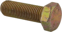 Made in North America - 3/8-24 UNF, 1-1/8" Length Under Head Hex Head Cap Screw - Partially Threaded, Grade 8 Alloy Steel, Zinc Yellow Dichromate Finish, 9/16" Hex - Apex Tool & Supply
