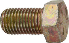 Made in USA - 7/16-20 UNF, 3/4" Length Under Head Hex Head Cap Screw - Fully Threaded, Grade 8 Alloy Steel, Zinc Yellow Dichromate Finish, 5/8" Hex - Apex Tool & Supply