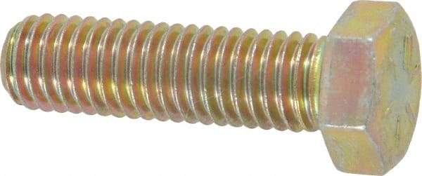 Made in USA - 1/2-13 UNC, 1-3/4" Length Under Head Hex Head Cap Screw - Fully Threaded, Grade 8 Alloy Steel, Zinc Yellow Dichromate Finish, 3/4" Hex - Apex Tool & Supply