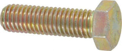 Made in USA - 1/2-13 UNC, 1-3/4" Length Under Head Hex Head Cap Screw - Fully Threaded, Grade 8 Alloy Steel, Zinc Yellow Dichromate Finish, 3/4" Hex - Apex Tool & Supply