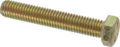 Made in USA - 1/2-13 UNC, 3" Length Under Head Hex Head Cap Screw - Fully Threaded, Grade 8 Alloy Steel, Zinc Yellow Dichromate Finish, 3/4" Hex - Apex Tool & Supply