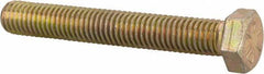 Made in USA - 1/2-13 UNC, 3-1/2" Length Under Head Hex Head Cap Screw - Fully Threaded, Grade 8 Alloy Steel, Zinc Yellow Dichromate Finish, 3/4" Hex - Apex Tool & Supply