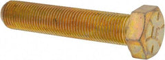 Made in USA - 1/2-20 UNF, 2-1/2" Length Under Head Hex Head Cap Screw - Fully Threaded, Grade 8 Alloy Steel, Zinc Yellow Dichromate Finish, 3/4" Hex - Apex Tool & Supply