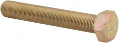 Made in USA - 5/8-18 UNF, 4" Length Under Head Hex Head Cap Screw - Fully Threaded, Grade 8 Alloy Steel, Zinc Yellow Dichromate Finish, 15/16" Hex - Apex Tool & Supply