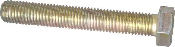 Made in USA - 3/4-10 UNC, 5" Length Under Head Hex Head Cap Screw - Fully Threaded, Grade 8 Alloy Steel, Zinc Yellow Dichromate Finish, 1-1/8" Hex - Apex Tool & Supply