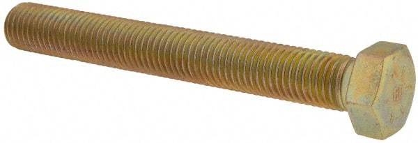 Made in USA - 3/4-10 UNC, 6" Length Under Head Hex Head Cap Screw - Fully Threaded, Grade 8 Alloy Steel, Zinc Yellow Dichromate Finish, 1-1/8" Hex - Apex Tool & Supply