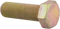 Made in USA - 3/4-16 UNF, 2-1/4" Length Under Head Hex Head Cap Screw - Partially Threaded, Grade 8 Alloy Steel, Zinc Yellow Dichromate Finish, 1-1/8" Hex - Apex Tool & Supply