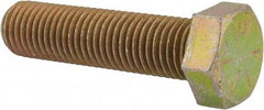 Made in USA - 7/8-9 UNC, 3-1/2" Length Under Head Hex Head Cap Screw - Fully Threaded, Grade 8 Alloy Steel, Zinc Yellow Dichromate Finish, 1-5/16" Hex - Apex Tool & Supply
