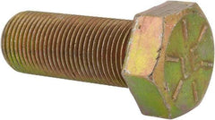 Made in North America - 7/8-14 UNF, 2-1/4" Length Under Head Hex Head Cap Screw - Partially Threaded, Grade 8 Alloy Steel, Zinc Yellow Dichromate Finish, 1-5/16" Hex - Apex Tool & Supply